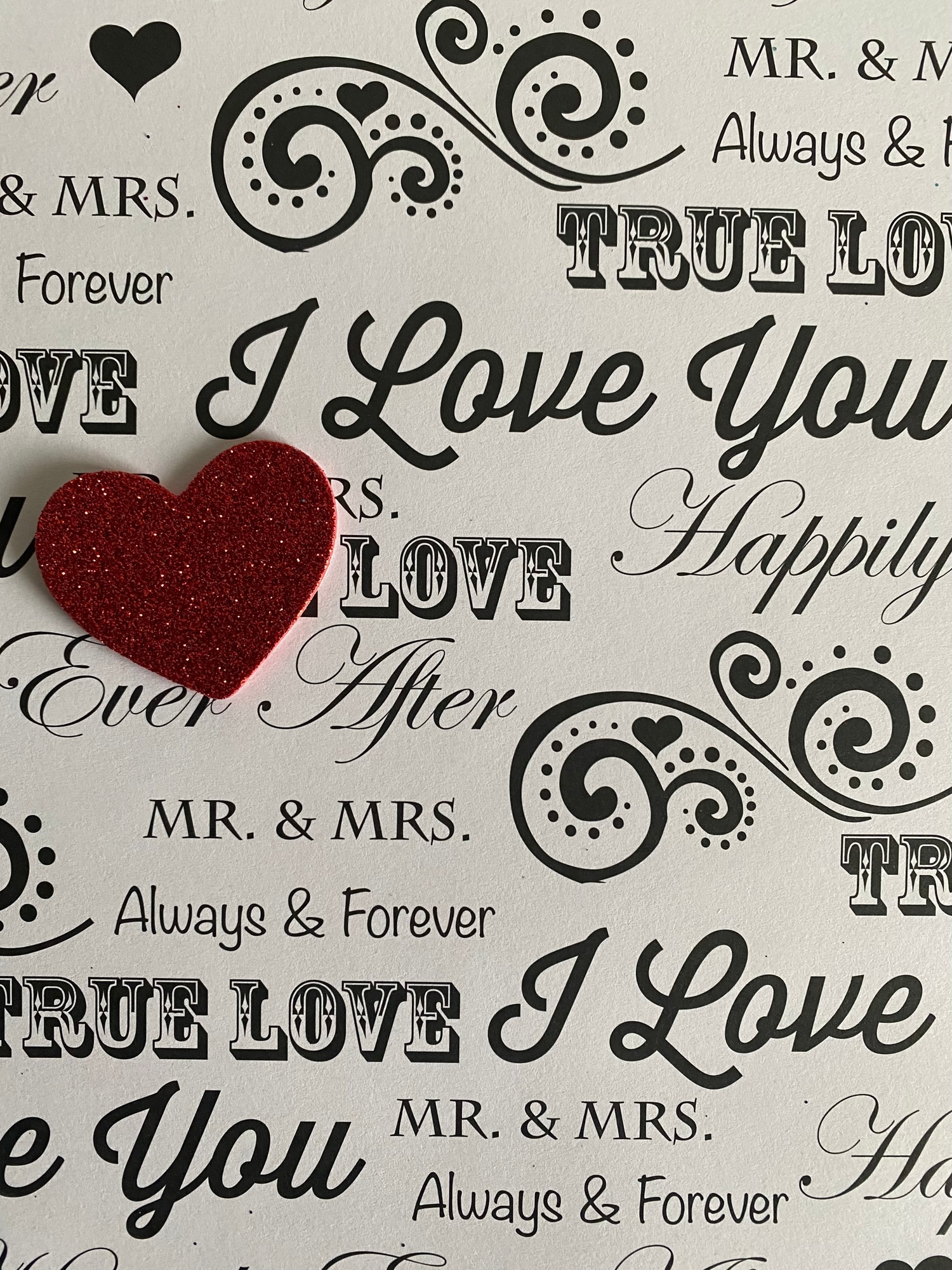 Red heart on I Love You background